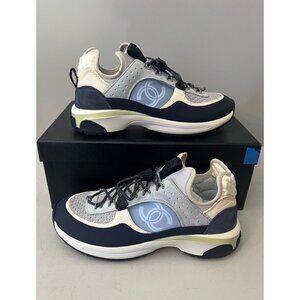 CHANEL CC Logo Trainers Size 39 Y2K Blues Sneakers NIB